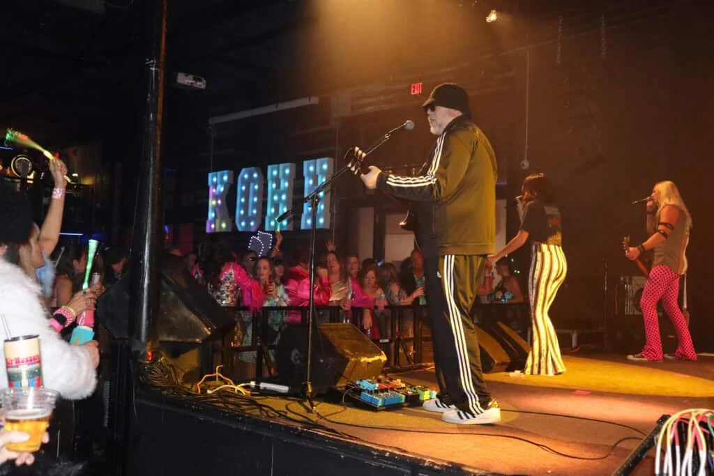 Fly By Radio performing live at the 2026 Krewe of Hip Huggers Ball